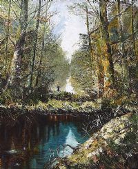 RIVER THROUGH THE FOREST by D. Cahill at Ross's Online Art Auctions