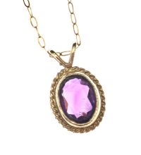 9CT GOLD AMETHYST PENDANT AND CHAIN at Ross's Online Art Auctions