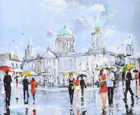 WET DAY, BELFAST CITY HALL by Holly Hanson at Ross's Online Art Auctions