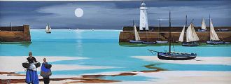 THE MOON OVER DONAGHADEE by J.P. Rooney at Ross's Online Art Auctions
