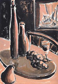 STILL LIFE, BOTTLES ON A TRAY by Arthur Armstrong RHA at Ross's Online Art Auctions