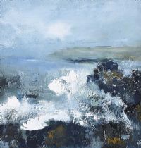 BREAKING WAVE, PORTBALLINTRAE by Rosemary Gifford at Ross's Online Art Auctions