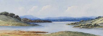 STRANGFORD LOUGH WITH DISTANT VIEW OF SCRABO TOWER, COUNTY DOWN by George W.  Morrison at Ross's Online Art Auctions