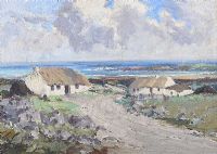COTTAGES, BLOODY FORELAND, DONEGAL by Rowland Hill RUA at Ross's Online Art Auctions