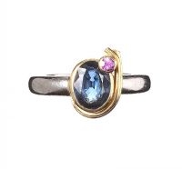 STEENSONS PALLADIUM AND 18CT GOLD AND SAPPHIRE RING at Ross's Online Art Auctions