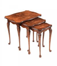 BURR WALNUT NEST OF TABLES at Ross's Online Art Auctions
