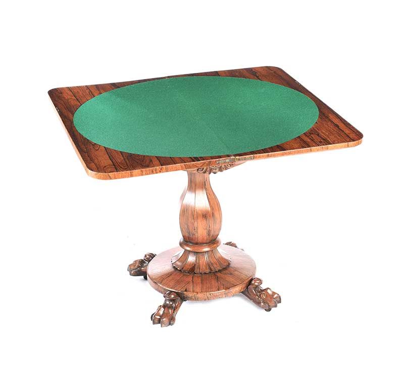 PAIR OF WILLIAM IV ROSEWOOD TURN OVER LEAF CARD TABLES at Ross's Online Art Auctions