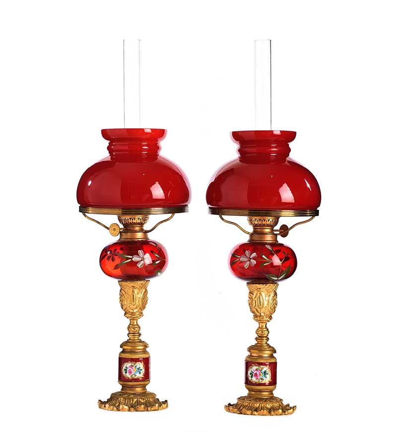 PAIR OF OIL LAMPS at Ross's Online Art Auctions