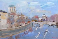 THE RIVER LIFFEY & THE FOUR COURTS by Marie Carroll at Ross's Online Art Auctions