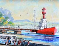 TOURISTS AT THE BALLYDORN LIGHT SHIP by Cupar Pilson at Ross's Online Art Auctions
