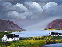 COTTAGES ON THE SHORE by James Bingham at Ross's Online Art Auctions