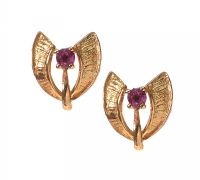 9CT GOLD & PINK SAPPHIRE EARRINGS at Ross's Online Art Auctions
