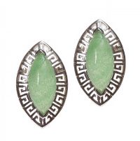 STERLING SILVER EARRINGS SET WITH JADE at Ross's Online Art Auctions