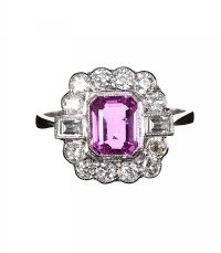 PLATINUM PINK SAPPHIRE AND DIAMOND RING at Ross's Online Art Auctions