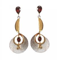 STERLING SILVER GILT DROP EARRINGS WITH GARNETS BY SHONA D at Ross's Online Art Auctions