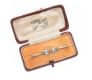 AQUAMARINE AND SEED PEARL 9CT GOLD BAR BROOCH WITH FITTED BOX at Ross's Online Art Auctions