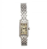 CARTIER 18CT WHITE GOLD DIAMOND 'TANK AMERICAINE' LADY'S WRIST WATCH at Ross's Online Art Auctions
