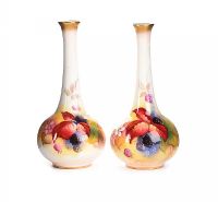 PAIR OF ROYAL WORCESTER SPILL VASES at Ross's Online Art Auctions