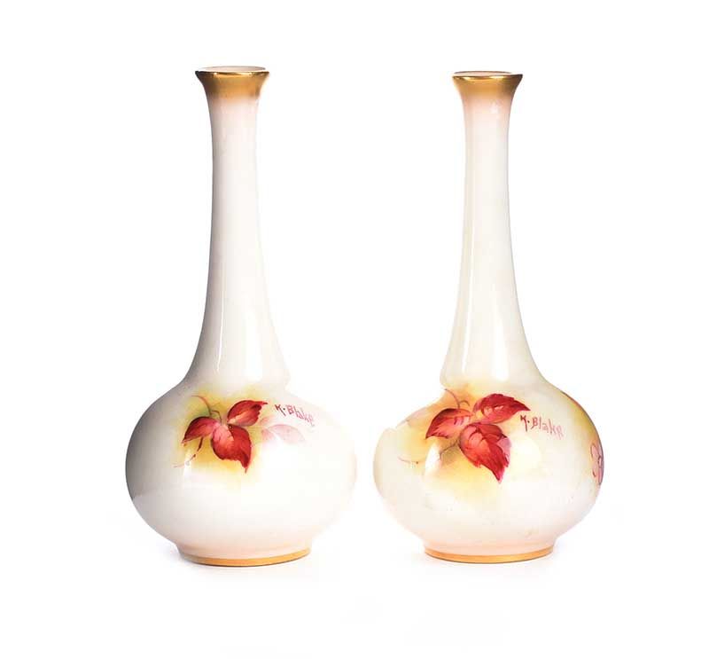 PAIR OF ROYAL WORCESTER SPILL VASES at Ross's Online Art Auctions