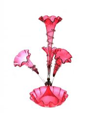 RUBY GLASS EPERGNE at Ross's Online Art Auctions