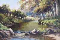 SUMMER MORNING, RIVER DALL, GLENS OF ANTRIM by Charles McAuley at Ross's Online Art Auctions