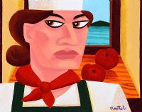 CHEF WITH PEACHES by Graham Knuttel at Ross's Online Art Auctions