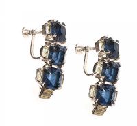 SILVER-TONE EARRINGS SET WITH A BLUE STONE at Ross's Online Art Auctions