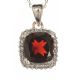18CT WHITE GOLD GARNET AND DIAMOND PENDANT at Ross's Online Art Auctions