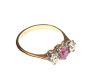 ANTIQUE 18CT GOLD RUBY AND DIAMOND THREE STONE RING at Ross's Online Art Auctions