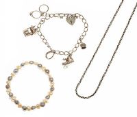 SELECTION OF SILVER JEWELLERY WITH A PEARL BRACELET at Ross's Online Art Auctions