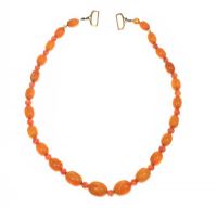 STRING OF GRADUATED AMBER BEADS at Ross's Online Art Auctions