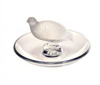 LALIQUE FROSTED CRYSTAL PARTIDGE PIN TRAY at Ross's Online Art Auctions
