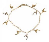 15CT GOLD DOLPHIN CHARM BRACELET at Ross's Online Art Auctions