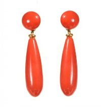 PAIR OF 18CT GOLD CORAL DROP EARRINGS at Ross's Online Art Auctions