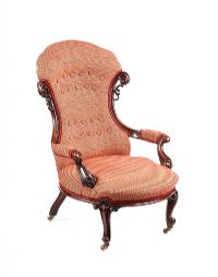 VICTORIAN MAHOGANY BUTTON BACK LADY'S CHAIR at Ross's Online Art Auctions