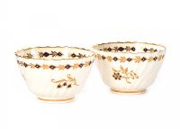 TWO WORCESTER SPIRAL FLUTED TEA BOWLS at Ross's Online Art Auctions
