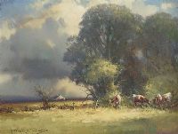CATTLE GRAZING BY THE WOODS by Arthur H. Twells RUA at Ross's Online Art Auctions