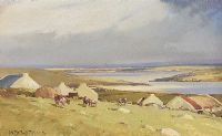 DERELICT COTTAGES AT GLEBE, ATLANTIC DRIVE, DONEGAL by Arthur H. Twells RUA at Ross's Online Art Auctions