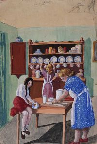 IN THE KITCHEN by Coralie de Burgh Kinahan at Ross's Online Art Auctions