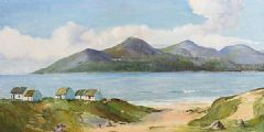 COTTAGES ACROSS FROM THE MOURNES by Irish School at Ross's Online Art Auctions