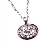 STERLING SILVER MOTHER OF PEARL PENDANT AND CHAIN at Ross's Online Art Auctions