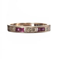 9CT WHITE GOLD RUBY AND DIAMOND RING at Ross's Online Art Auctions