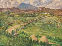 MUCKISH FROM FAUGHER LOWER, DONEGAL by Patric Stevenson PPRUA at Ross's Online Art Auctions