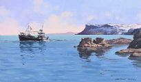 FISHING BOAT OFF BALLYCASTLE, COUNTY ANTRIM by Gregory Moore at Ross's Online Art Auctions