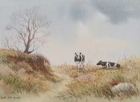 CATTLE GRAZING by Hamilton Sloan at Ross's Online Art Auctions