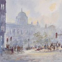 MISTY DAWN, CITY HALL, BELFAST by Tom Kerr at Ross's Online Art Auctions