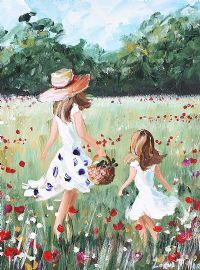 PICKING FLOWERS FOR MUM by Lorna Millar at Ross's Online Art Auctions