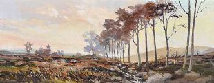 TREES BY THE STREAM by Gerald Walby at Ross's Online Art Auctions