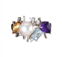 14CT WHITE GOLD GEM-SET RING at Ross's Online Art Auctions