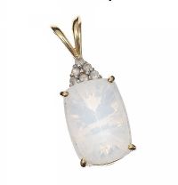 14CT GOLD PENDANT SET WITH MILKY QUARTZ AND CRYSTAL at Ross's Online Art Auctions
